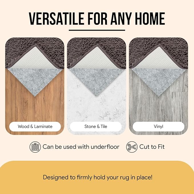 Non Slip Rug Pad 6x9 Feet, 4/25" Thick Felt Cushioned Rubber Rug Gripper Pad for Hardwood, Laminate, Stone, Tile, Wood, Vinyl Floors & Carpet, Anti Skid Under Area Rug Pads