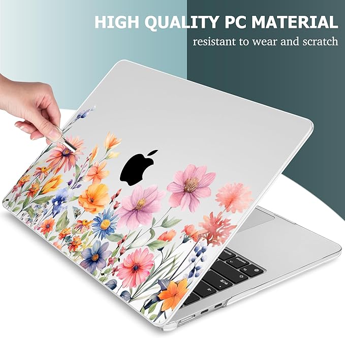 Mektron for 2025 M4 MacBook Air 13.6 Inch A3240 Case Fits 2023 A2681 M2 2024 A3113 M3 Chip with Liquid Retina Display Touch ID, Printed Plastic Hard Shell Cover for MacBook Air 13.6", Floral P165