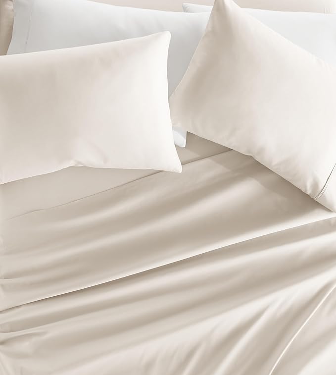 Linen Market Brushed Microfiber Full Sheet Set 4 Piece – Oeko-TEX Certified Ultra Soft & Wrinkle-Free - 16" Deep Pocket Sheets - Easy Care Full Size - Ivory