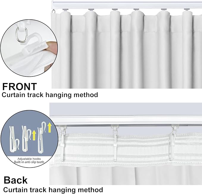 Room Divider Blackout Curtain Track Curtains Wall Dividers Panels Screen for Living Rooms Bedroom Office Privacy Partition Separation, W150 × L96 Inch,1 Panel, White