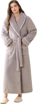 Hellomamma Long Bath Robe for Womens Plush Soft Fleece Bathrobes Nightgown Ladies Pajamas Sleepwear Housecoat