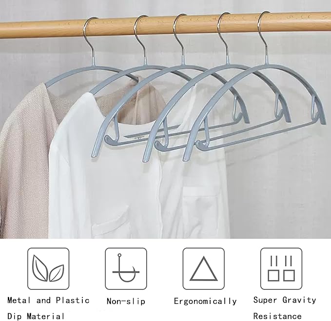 Premium PVC Coating Metal Hangers 20 Pack, Heavyduty, Non Slip Slimline, Suit Jacket T Shirt Hangers, Gold Hooks, Space Saving Clothes Hanger(Gray)