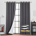 RYB HOME Soundproof & Dust Particle Filtering Curtains Blackout Window Treatment for Bedroom Living Room Divider Nursery Daytime Sleeping Patio Door, Grey, W52 x L 102 inch, 2 Panels
