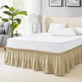 FreshCulture Queen Bed Skirt, Elastic Wrap Around Bed Skirt Queen Size, Bed Skirts for Adjustable Bed, Easy Fit with 22 Inch Drop Length, Hotel Quality Dust Ruffle for Queen Bed (Beige)