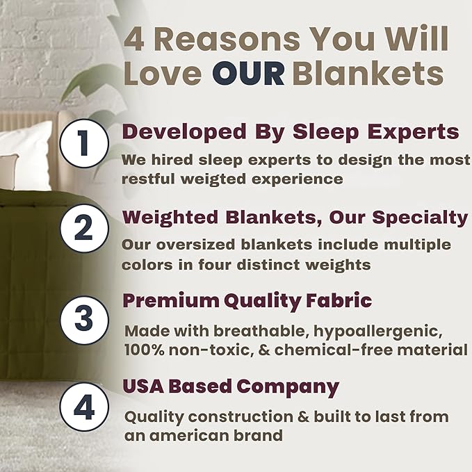 HomeSmart Weighted Blanket King Size, 30lbs, Olive Green, Heavy Weight Blanket, Also Fits California King Beds