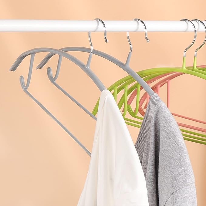 Premium PVC Coating Metal Hangers 20 Pack, Heavyduty, Non Slip Slimline, Suit Jacket T Shirt Hangers, Gold Hooks, Space Saving Clothes Hanger(Gray)