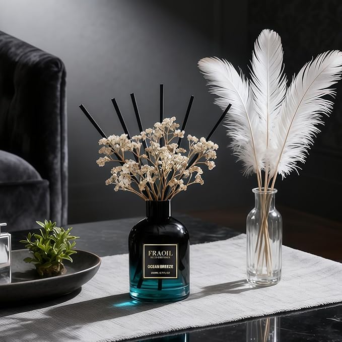 Peony Flowers Reed Diffuser, Reed Diffuser Set 6.7 fl oz (200 ml) with 6 Reed Sticks, Home Fragrance Reed Diffuser for Bathroom Shelf House Bedroom Office Decor