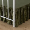 Bed Skirt Queen Size Ruffled Bed Skirt with Split Corners, 14 Inch Drop Dust Ruffle Bed Skirts with Platform, Boho Tufted Shabby Chic Queen Size Bed Skirts, Olive Green