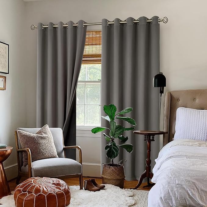 BGment Grey Blackout Curtains 84 Inches Long 2 Panels Set for Living Room, Thermal Insulated 100% Light Blocking Curtains & Drapes, Grommet Soundproof Curtains for Bedroom Window, Each 60 Wide
