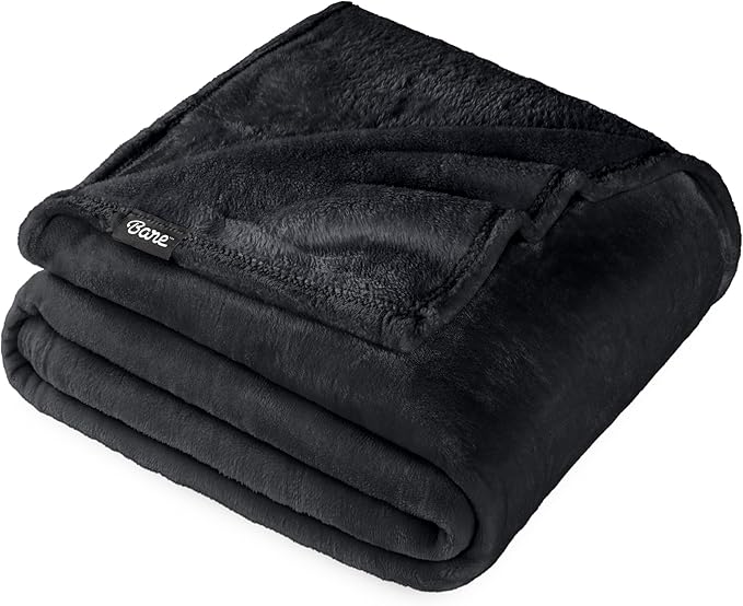 Bare Home Fleece Blanket - Twin/Twin Extra Long - Ultra-Soft Lightweight for Bed, Sofa, and Couch - Luxury Microplush - Cozy Warm Blanket (Twin/Twin XL, Black)