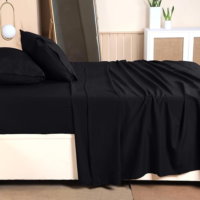 Utopia Bedding Twin Bed Sheets Set - Pack of 10 Sheet Sets - Perfect for Spa, Hotel, & Guest Bedroom - Brushed Microfiber - Shrinkage and Fade Resistant - Easy Care (Black)