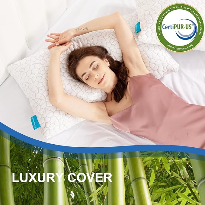 SUPA MODERN Cooling Bed Pillows for Sleeping 1 Pack Shredded Memory Foam Pillows Adjustable Cool Pillow