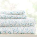 Linen Market 4 Piece King Sheet Set - Breathable, Double-Brushed Patterned Cooling Sheets – Oeko-TEX Certified Ultra Soft & Wrinkle-Free 16" Deep-Pocket King Sheets - Easy Care Burst of Vines Blue