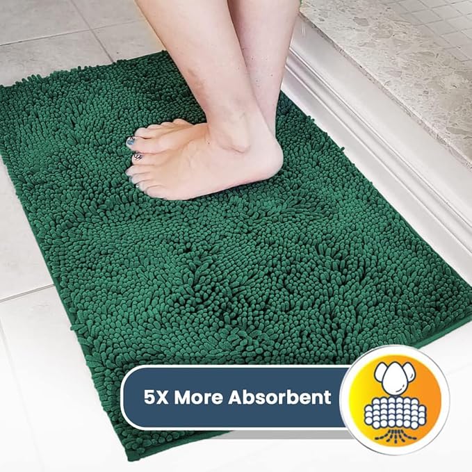 Muddy Mat® | Super Absorbent Door Mat Indoor, Microfiber Quick Dry Chenille Entryway Rug, Non-Slip Front Door Mat, Indoor Mats for Entryway, Machine Washable Pet Rug, Dark Green 24"x36"