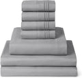 Mellanni Split King Sheet Set - 7-Piece Iconic Collection Bedding, (Including 4 Pillowcases), 16-Inch Deep Pocket, Easy Care, Extra Soft, Cooling Sheets, Brushed Microfiber - Light Gray