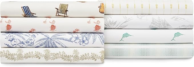Tommy Bahama - Queen Sheets, Cotton Percale Bedding Set, Crisp & Cool, Stylish Bedding Set (Off The Grid Green, Queen)