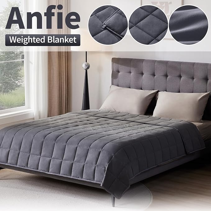 Weighted Blanket Queen Size (60"x80" 20lbs),Ultra Soft and Cozy Cooling Weighted Blanket Queen Size for Adult,Heavy Blanket with Machine Washable Soft Blanket, Dark Grey
