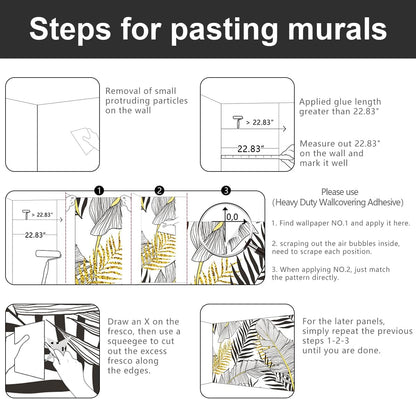 -Black and Gold Tropical Botanical Banana Leaf Fabric Wallpaper Living Room Bedroom Bathroom Abstract Plant Large Wall Mural- 137"x96"（ not Peel and Stick）