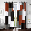 Burnt Orange 100% Blackout Curtains for Bedroom 84 inch Length 2 Panels Set Grey Modern Abstract Geometric Fall Black Out Curtains Insulated Room Darkening Window Drapes for Living Room, 42Wx84L