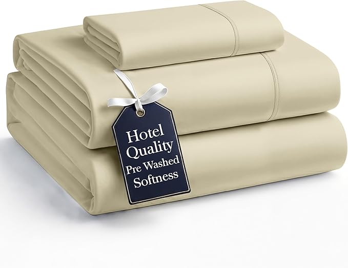Casa Platino Twin Size Bedding Set, Pre-Washed Ultra Soft & Breathable Cooling Sheets Twin Size Bed Set, 100% Brushed Microfiber Sheet Set, Twin Sheet Set Deep Pockets - Linen