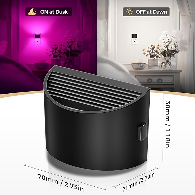 DORESshop LED Night Light[2 Pack], RGB Night Lights Plug into Wall, 3 Level Brightness Adjustable Plug in Night Light, Dusk to Dawn Sensor, Nightlights for Adults, Bedroom, Bathroom, Hallway