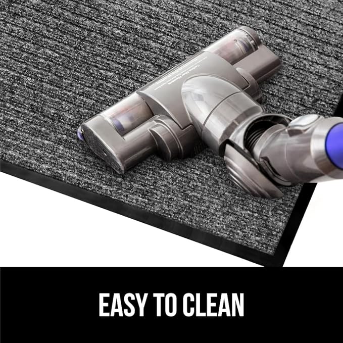 GORILLA GRIP Waterproof Traffic Guard Door Mat, 2 Pack Heavy Duty Entryway Mats, Strong Rubber Back Commercial Rugs for Office Hallway, Garage Floor and Home, Low Profile Carpet, 29x17, Light Gray