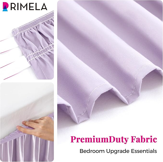 RIMELA Lavender Purple Bed Skirt Queen Size 15 Inch Drop, Wrap Around Elastic Bedskirt, Dust Ruffle for Adjustable Bed Base Machine Washable Easy to Install Bed Skirts