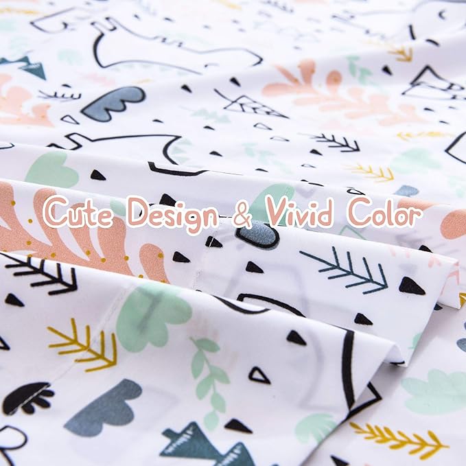 JSD Unicorn Tree Kids Sheet Set Twin Size, 3 Piece Printed Microfiber Bed Sheets Deep Pocket