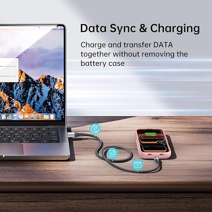 GIN FOXI Battery Case for iPhone 17 AIR, Charging Case Charger 8500mAh Ultra-Slim Lightweight Powerful Battery Pack 15W Fast Rechargeable Anti-Fall TPU Juice Box for iPhone 17 AIR (6.5") Pink