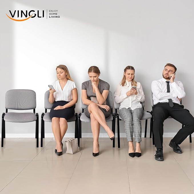 VINGLI Waiting Room Stacking Chairs, 10-Pack Mesh Church Conference Stackable Chair Set, for Office Guest & Reception Meeting Rooms, Lobby, Simple&Space-Saving, Mesh-Grey