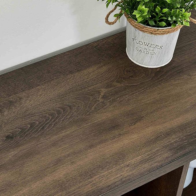 FATORRI Shoe Bench Entryway with Storage, Industrial Wood and Metal Hallway Benches with Adjustable Shelves, Rustic Entry Way Bench for Living Room (47.24 Inch Long, Walnut Brown)