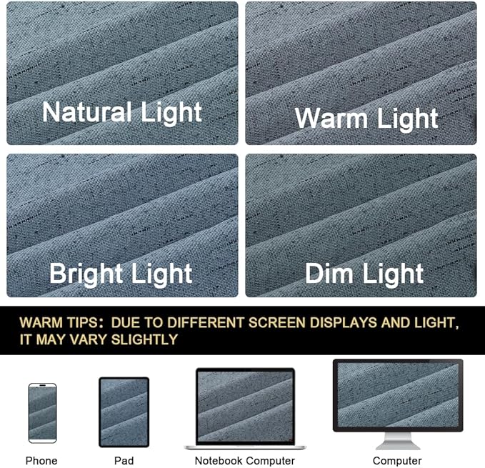 PrinceDeco 100% Blackout Curtains for Sliding Glass Doors Patio Door Curtains for Sliding Glass Door Linen Blackout Curtains for Living Room/Bedroom,W100 X L96 Inch, Stone Blue
