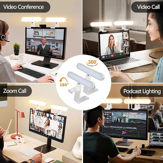 yAyusi Dual-lamp Video Conference Lighting, LED Streaming Light with Remote and Touch Control, Zoom Lighting for Computer,Webcam Laptop Monitor Ring Light for Video Calls/Zoom Meetings/Video Recording