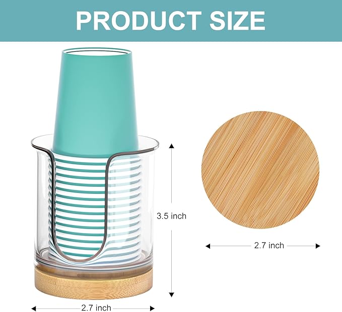 Bathroom Cup Dispenser for Countertops,2 Pack of Bathroom Cup Holders for 3 oz Cups,Small Cup Holder for Mouthwash and Paper Cups (Clear 2 Pack)