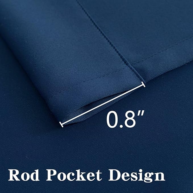 Blackout Curtains 96 Inches Long 2 Panels Set, Navy Blue Curtains Thermal Insulated Room Darkening Drapes for Bedroom, Rod Pocket Light Blocking Drapes Living Room(52W × 96L, Navy Blue)