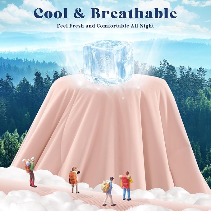 Cooling Comforter Twin Size, Double-Sided Cooling Blanket for Hot Sleepers & Night Sweats, Arc-Chill Q-Max > 0.4 Breathable Ice Blanket, Lightweight Cold Comforter (68''x90'', Pink)