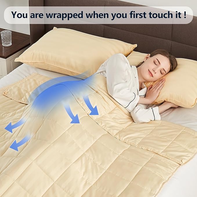 Weighted Blanket Queen/King Size (80"x87" 17lbs),Ultra Soft and Cozy Cooling Weighted Blanket for Adult,Heavy Blanket with Machine Washable Soft Blanket, Beige