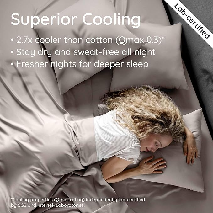 Bambaw 100% Viscose Derived from Bamboo Sheets King Size Set – 6pcs Deep Pocket King Sheets Cooling, Fits Up to 16'' with Elastic Corner Straps, Super Soft Bedding Set (Sand)