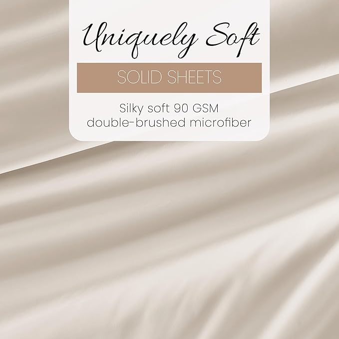 Linen Market Double-Brushed Microfiber Queen Sheet Set 4 Piece – Oeko-TEX Certified Ultra Soft & Wrinkle-Free - 16" Deep Pocket Sheets - Easy Care Queen Size - Ivory