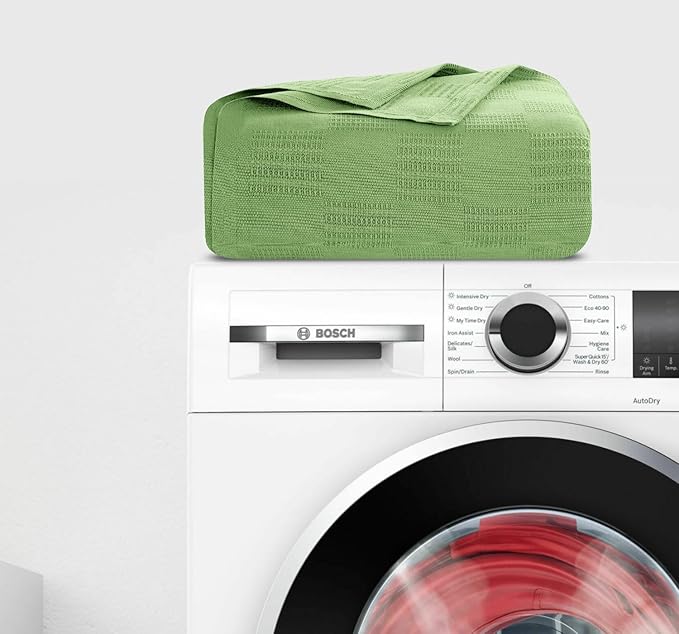 Avalon Bedding 100% Cotton Blankets Queen Size Thermal Blanket (90"x90") - Perfect Cotton Blanket Queen Size for Layering Bed in Any Season - Cotton Blankets for Bed (Green)
