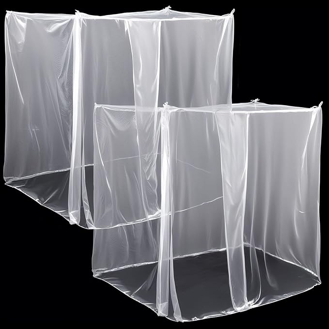 2 Pcs 4 Corners Mosquito Net for Bed Canopies Netting Bed Drapes Mesh for Twin Full Queen King Size Camping Home Outdoor Travel Dormitory(White,L75 X W60 X H67 Inch)