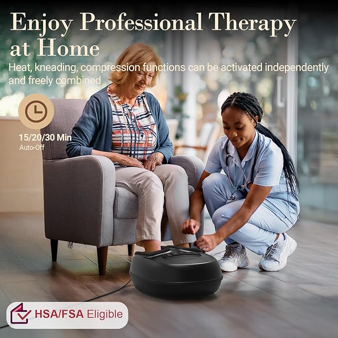 Foot Massager with Heat, Shiatsu Feet Massager for Plantar Fasciitis Relief, Adjustable Kneading and Compression Foot Massage Machine for Neuropathy Pain, Fits Up to 13"
