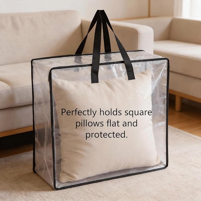 Heavy-Duty Clear Wreath Storage Bag & Sturdy Moving Box Alternative – 26 Inch Large Capacity Container with Zipper for Christmas Decorations, Seasonal Wreaths, Clothes, Bedding,Gift (6-Pack)