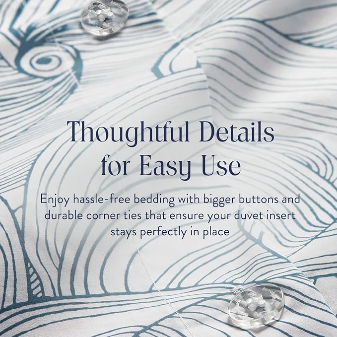 Brooklinen Luxury Sateen Duvet Cover - 100% Cotton, King/California King Size in Oyster Blue with Extra-Long Corner Ties and Button Closure - Best King/Cali King Duvet Covers