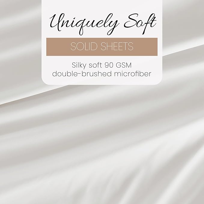 Linen Market Brushed Microfiber Twin XL Sheet Set 3 Piece – Oeko-TEX Certified Ultra Soft & Wrinkle-Free - 16" Deep Pocket Sheets - Easy Care Twin XL Size - White