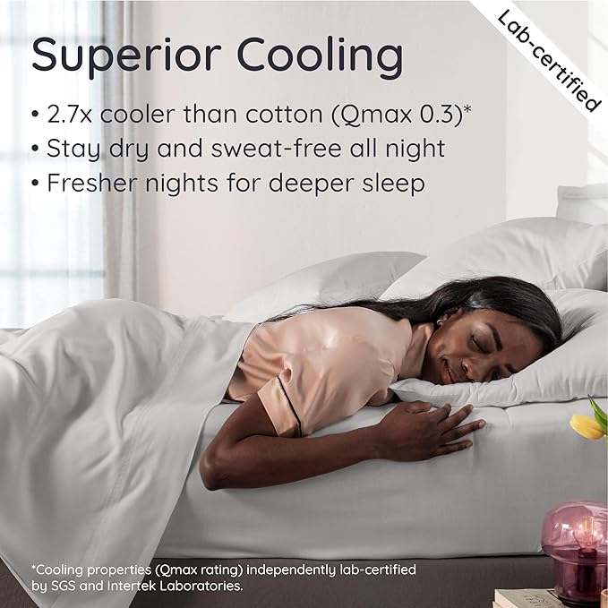 Bambaw King Sheet Set 6pcs – 100% Viscose Derived from Bamboo Sheets King Size Deep Pocket, Fits Up to 16'' with Elastic Corner Straps, Soft Cooling Sheets for Hot Sleepers (Moonlight Gray)