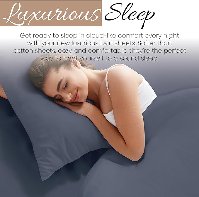 Linen Market Bed Sheets for Twin Size Bed (Stone) - Sleep Better Than Ever with These Soft and Cooling Twin Sheets - Deep Pocket Fits 16" Thick Beds - 4 Piece Twin Sheet Set