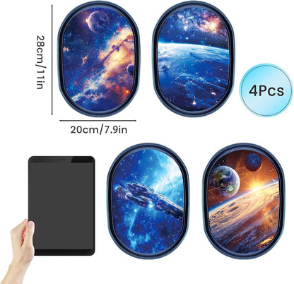 SNAIL GARDEN 4 Pcs Luminous Universe Galaxy Space Wall Stickers,Glow in The Dark Wall Decals,Self-Adhesion Space Themed Wall Decor,3D Ceiling Glow in The Dark Decorations(Blue Light)