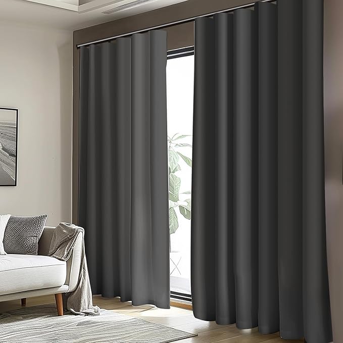 Room Divider Blackout Curtain Track Curtains Wall Dividers Panels Screen for Living Rooms Bedroom Office Privacy Partition Separation, W120 × L120 Inch,1 Panel, Black