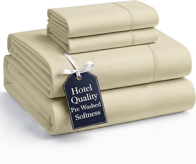 Casa Platino Full Size Sheets, Pre-Washed Full Bed Sheet Set, Ultra Soft & Breathable Cooling Sheets, 100% Brushed Microfiber Sheet Set, Full Sheet Set Deep Pockets - Linen